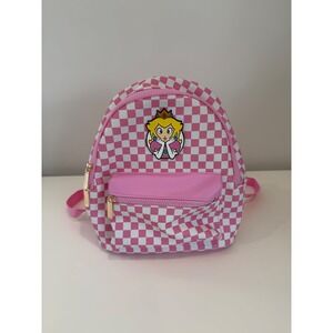 NWT Bioworld Super Mario Bros. Princess Peach Checkered Mini Backpack
